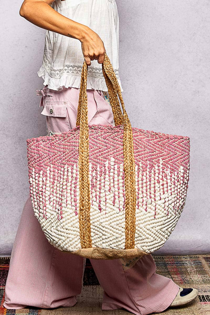 Cotton Dotted Woven Boho Tote Bag
